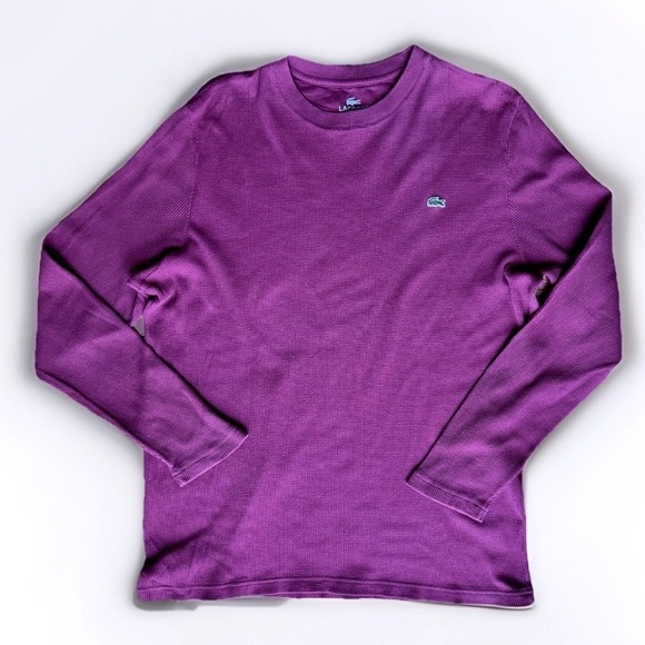 Lacoste Other - Lacoste Waffle Knit Thermal Shirt Mens 6 XL Purple Long Sleeve Cotton  Basic